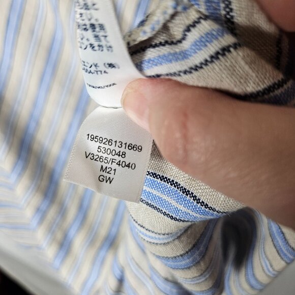 Lands End‎ Womens Striped Sleeveless Linen Dress Keyhole Back Pockets L Tall - Picture 9 of 11